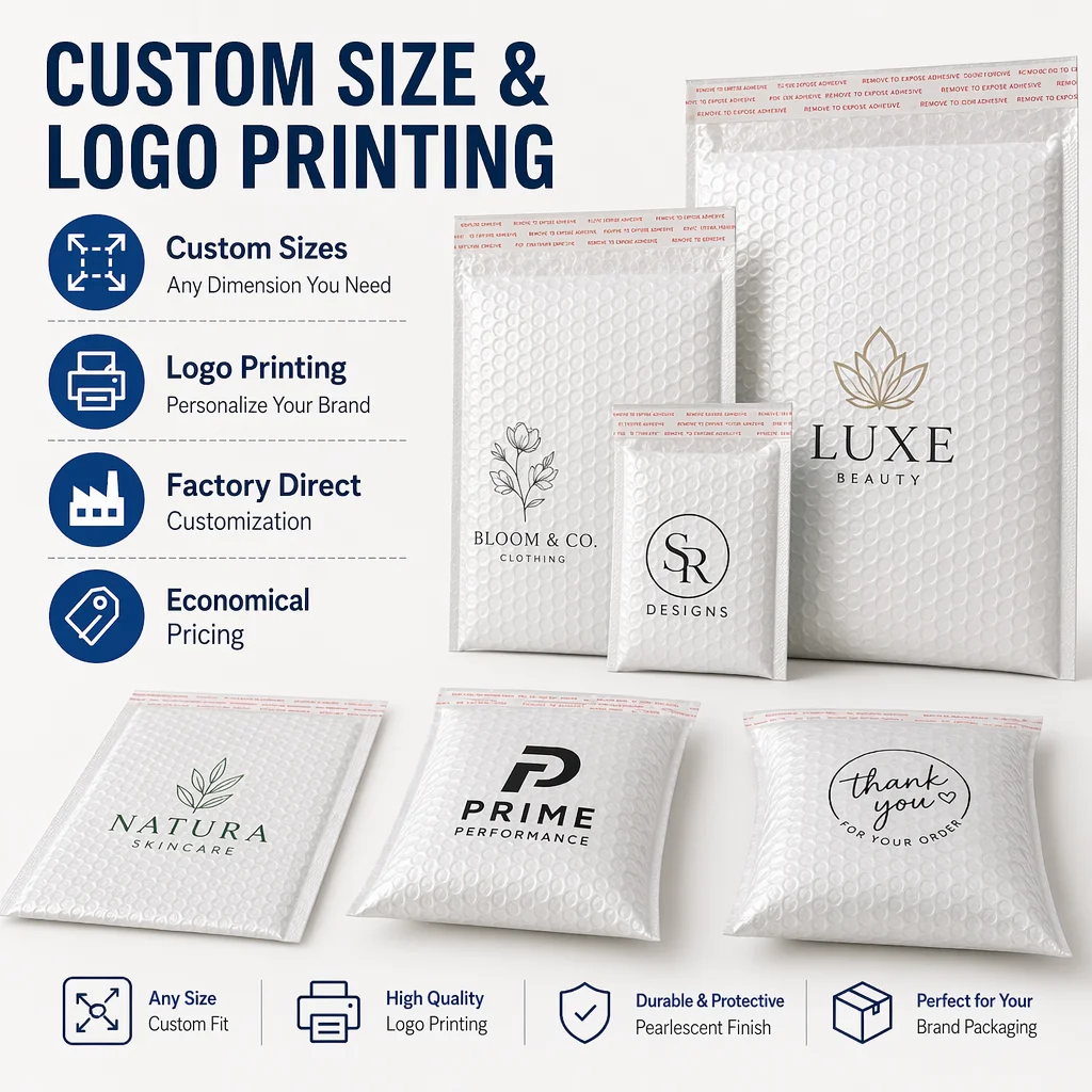 Custom Pearl Film Bubble Mailers (Economical Protective Shipping Bags) - Image 6