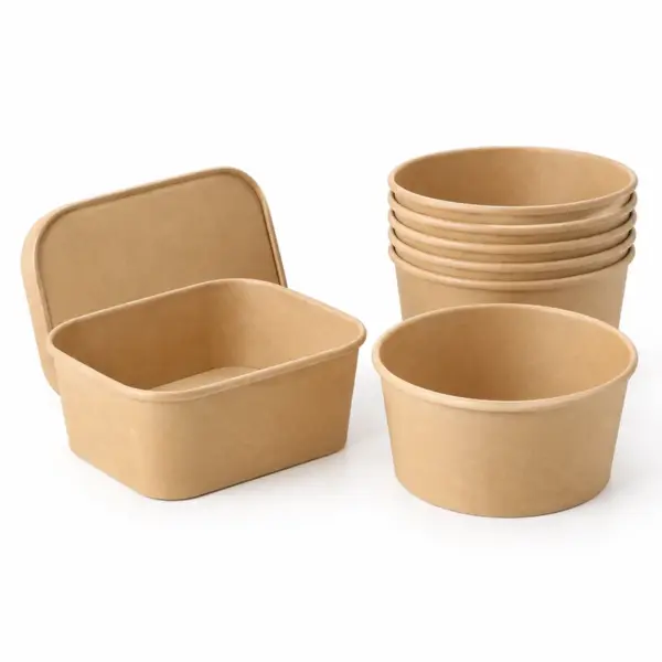 Custom Printed Disposable Food Containers (Square & Round Takeaway Food Packaging)